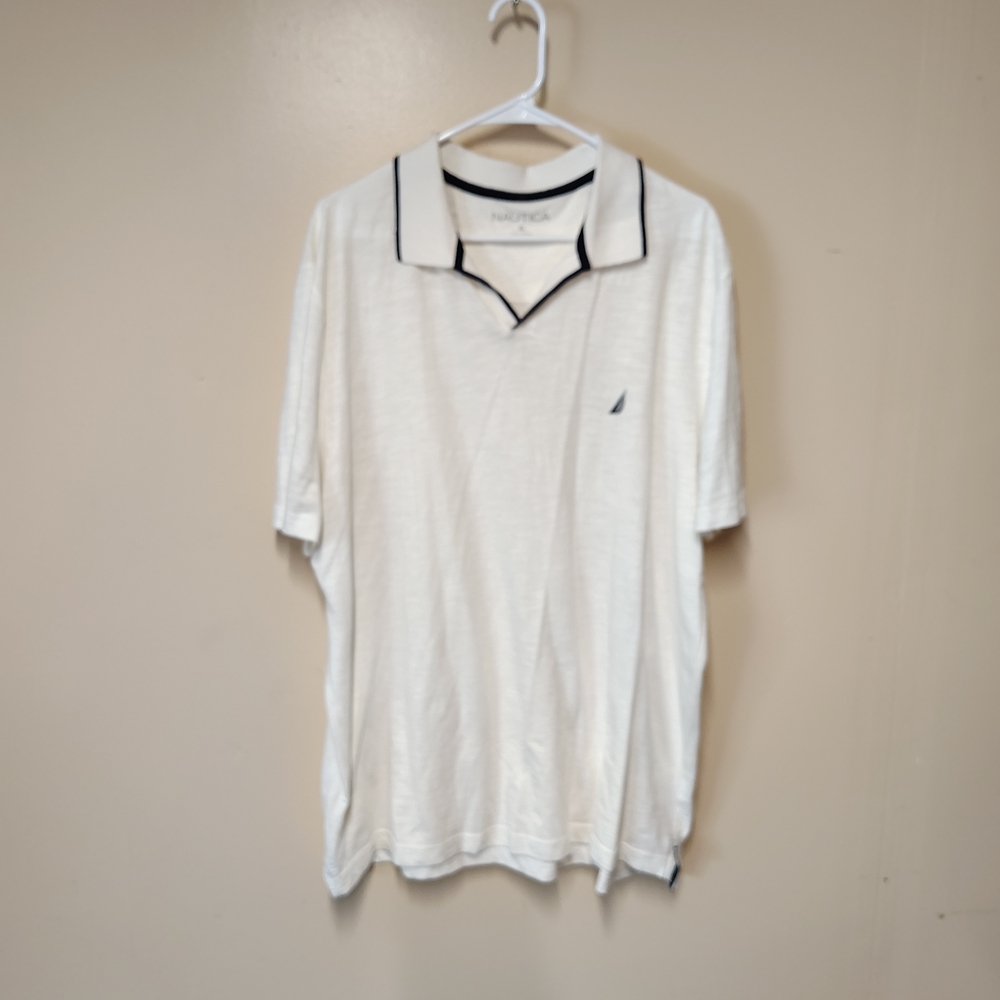 Nautica Polo Johnny Collar Mens XL Classic Fit Embroidered Collar Golf  Preppy